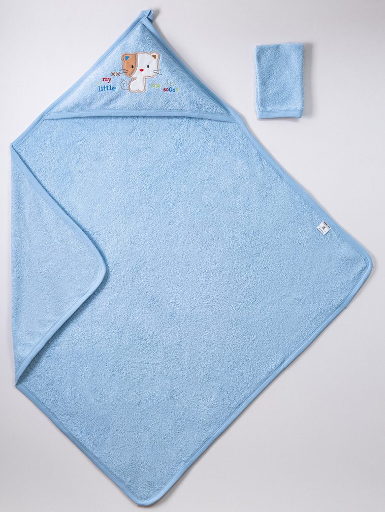 Unisex 2 Pieces Cat Print Hooded Towels Set / 100 X 100 Cm - Kids Fashion Turkey