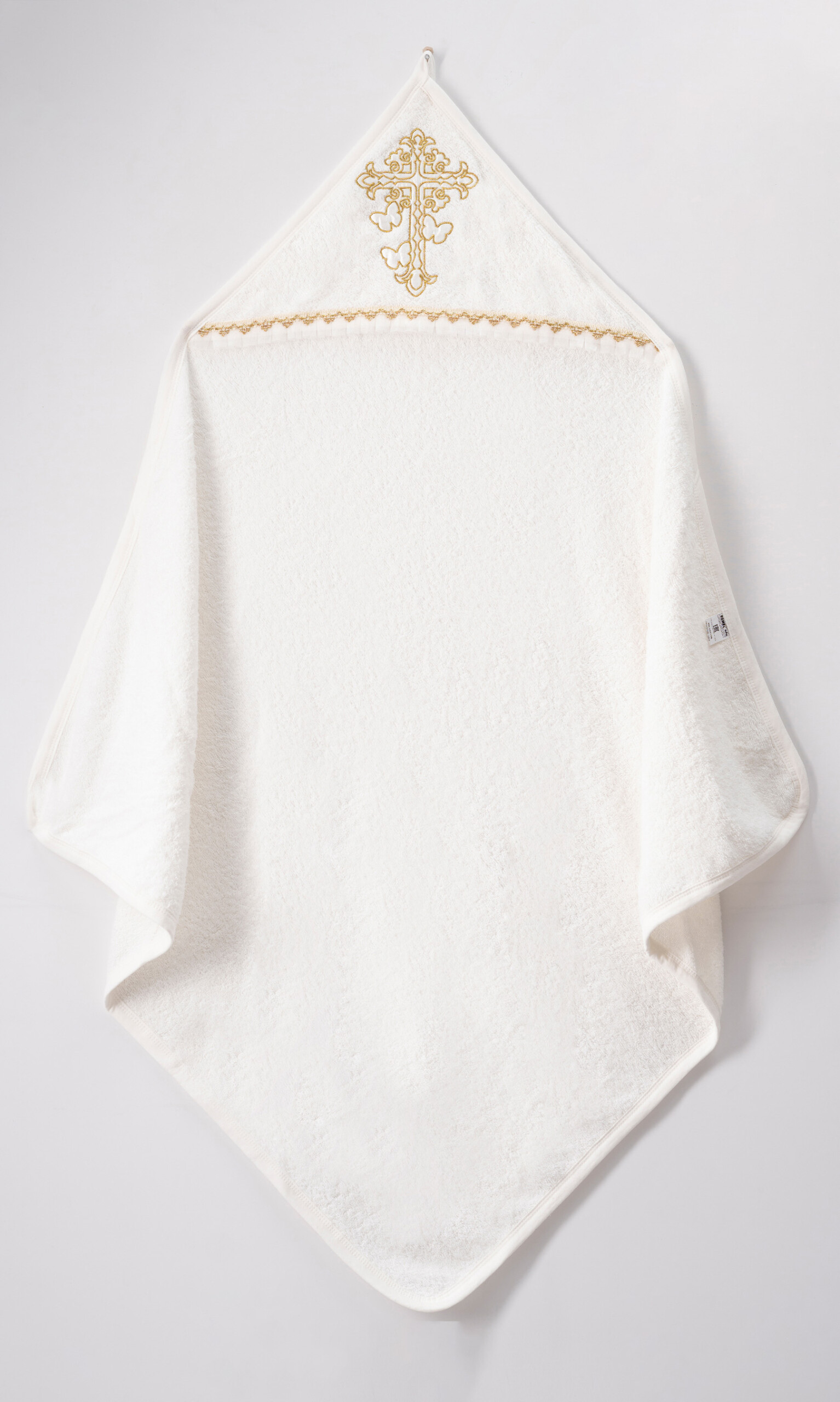 Unisex Scalloped Print Baptism Hooded Towels / 100 X 100 Cm - Kids Fashion Turkey