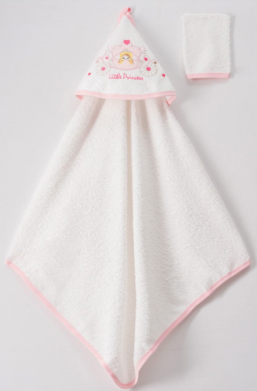 Girl 2 Pieces Princess Print Hooded Towels Set / 75 X 80 Cm - Kids Fashion Turkey