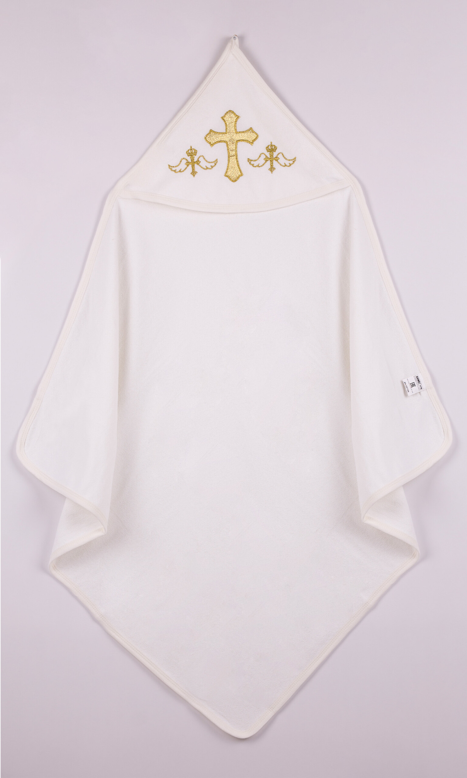 Unisex Angel Print Baptism Hooded Towels / 80 X 90 Cm - Kids Fashion Turkey
